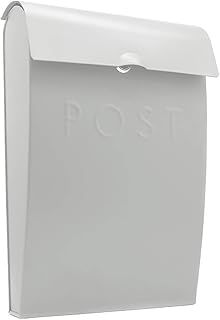 Wall Mounted Post Box | Glossy Finish Postbox | Galvanised Steel Outdoor Mailbox | Lockable Weatherproof Outside Postbox | Letterbox for Wall | M&W (White)