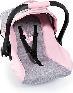 Bayer Design 67933AA Toy, Car Seat Easy Go for Neo Vario Pram with Cover, Doll Accessories, Pink, Grey with Butterfly