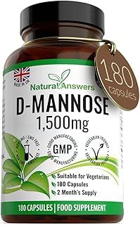 D-Mannose 180 Capsules - Max Strength 1500mg per Serving - Precision DMannose - Vegetarian Capsules not Tablets or Pills, Made in The UK (180 Count (Pack of 1))