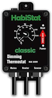 Habistat - Dimming Thermostat - Classic Range - White - 600w - Designed Specifically For Controlling Light Bulbs & Heaters - Suitable For Reptiles - Accurate Temperature Control - Easy To Use