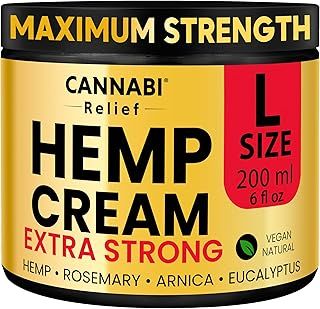 Hemp Cream Extra Strong 200 ML - High Strength Gel for Massaging Muscles & Joints, Lower Back, Knees, Neck, Shoulders - Fast Absorption Formula - Hemp Oil, Arnica, Menthol, Rosemary, Calendula