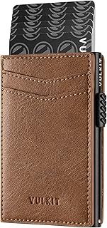 Vulkit Leather Wallet RFID Blocking Automatic Pop Up Business Card Case for Cards & Notes