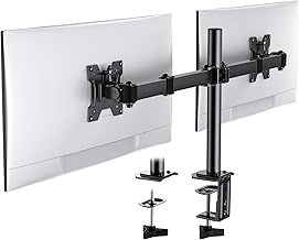 HUANUO Dual Monitor Stand for 13-30 Inch Screens, Adjustable Dual Monitor Arm with Tilt Swivel Rotate,10KG per Arm, Double Computer Sceren Stand Fit 75 100 VESA Mount