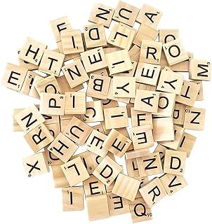 ASPIRE UK ® 200 WOOD SCRABBLE TILES WOODEN BLACK LETTERS BOARD CRAFTS, BOARD GAMES, DIY PROJECTS, ART, WALL DECORE & SCRAP BOOKING - IDEAL FOR KIDS,ADULTS & CREATING CRAFTS