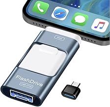 USB Stick 128GB,Flash Drive for iPhone-4 in 1 Photo Memory Stick External Storage Pen Drive Compatible for IOS/Android/Tablet/PC and Devices with Micro USB 3.0/OTG (Blue, 128G)