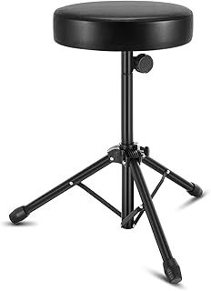 Adjustable Drum Stool Folding Drum Throne with Padded Seat Portable Height Drum Stool for Music Guitar Keyboard Piano Chair - Durable and Comfortable