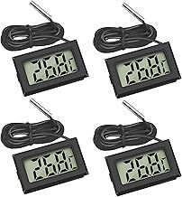 Digital Thermometer Temperature Monitor with External Probe for Fridge Freezer Refrigerator Aquarium 4 Pack Black