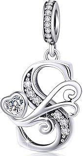 Silver Letter Charm Fit for Pandora Charms Bracelet Alphabet Initial Dangle Charms Jewelry Gifts for Women