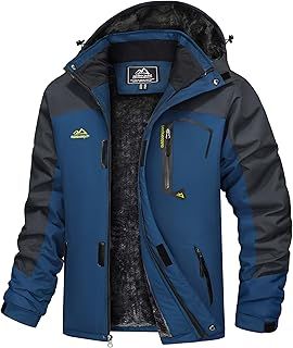 TACVASEN Men's Waterproof Fleece Mountain Jacket Windproof Warm Ski Jacket Multi-Pockets