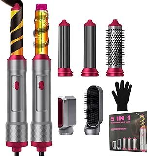 5 in 1 Hair Styler, Magic Hairstyler, 1000W Hair Dryer Brush for Hair Styling, Hot Air Brush for Volumizing, Drying and Rotating, Hair Wrap Dryer Set with Detachable Heads Comb