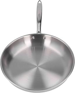 Stainless Steel Frying Pan, Frying Skillet Ergonomic Handle Even Heating Widely Used Thickened Uncoated Stainless Steel for Searing (30cm)