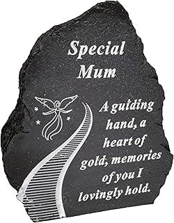 Black And White Stairway To Heaven Special Mum Tribute Detail Rock Memorial Grave Plaque