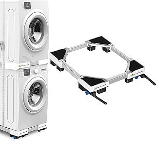 NIUXX Furniture Washing Machine Dolly, Adjustable Refrigerator Moving Roller Wheels, Portable Washer Dryer Fridge Mobile Rolling Base, Compact Washing Machine Refrigerator Stand with Brake