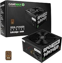GameMax 500W Rampage Power Supply (No Power Cable inc.), Non-Modular, APFC, Japanese Tk Main Capacitor, 80 Plus Bronze, 88% Efficiency, 14cm Cooling Fan, Real Power Gaming | Black
