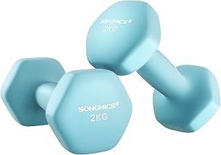 SONGMICS Dumbbells Set of 2 Dumbbells Hexagon Neoprene Coating Strength Training Workout Fitness Training Home