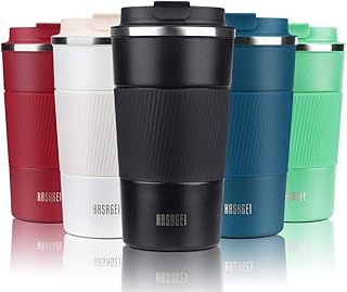 Travel Mug, Insulated Coffee Cup with Leakproof Lid - Vacuum Insulation Stainless Steel for Hot and Cold Water Coffee and Tea Black, 380ml