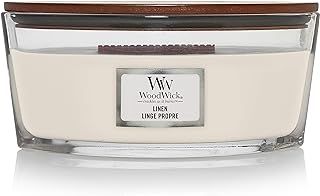 WoodWick Scented Candle with Crackling Wick, Linen Ellipse Candle, Long Burning Candles: Up to 50 Hours Burn Time, Perfect Gifts for Women