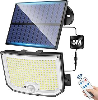 Solar Lights Outdoor Garden, 238LED 2000LM 3Mode Remote Security Light With Motion Sensor 270°, 2200mAh Wall Light, IP65 Waterproof