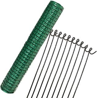 Suregreen Barrier Fencing Mesh + 10 Steel Fencing Pins | 1m x 25m | Green | 80g/m² | 2.25kg | Light Duty, High Density, Reusable, Recycled Plastic, Temporary Barrier Fencing
