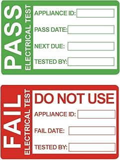 25x41mm Waterproof 200 PCS Pass PAT Testing Labels with 20 PCS Fail Appliance Testing Labels Without Residue