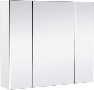 Yaheetech Bathroom Mirror Storage Cabinet Wall Mounted Cabinet Storage Unit with 3 Mirror Doors & Adjustable Shelf, 15x70.5x60.5cm, Modern, White