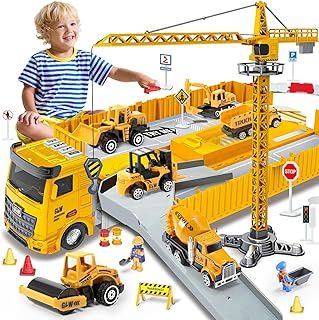Construction Toys For 3-7 Year Old Boys: Construction Truck Toy Set Toddler Car Truck Toy - Crane Excavator Digger Dump Trucks, Construction Vehicle Toys For 2 3 4 5 6 7 Year Old Boys Gifts