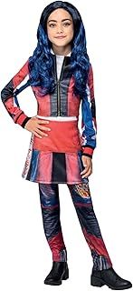 Smiffys Disney Descendants Evie Costume for Kids, All-in-One Mock Jacket and Skirt, Red and Blue, Officially Licensed with Printed Heart Details, Ideal for Matching Accessories and Fancy Dress