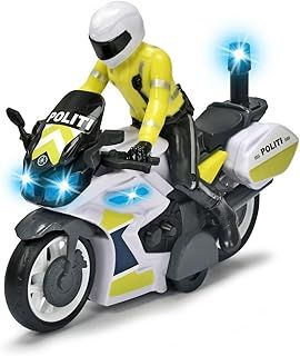Dickie Toys Police Motorcycle Toy Motorcycle with Police Figure for Children Aged 3 Years and Up with Blue Light and Siren, Freewheel, 17 cm Long
