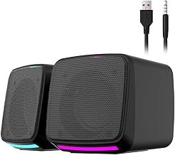 Aysoi PC Speakers, USB Powered Speaker Set, Jack AUX 3.5mm,Portable Mini Speaker for Laptop Smartphones MAC, Colorful RGB Lights