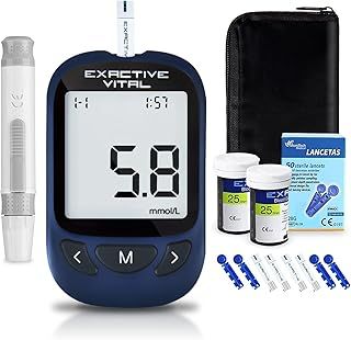 EXACTIVE VITAL Blood Sugar Monitor, Blood Glucose Tester Kits with 50 Test Strips and 50 Lancets -in mmol/L