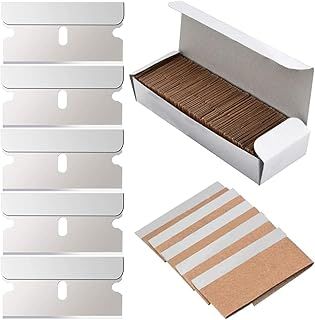 100 Pcs Razor Blades Plastic Window Glass 100 Piece Scraper Blades Non-Scratch Blades Replacement Razor Scraper Blades for Ceramic Hob Decal Paint Residue Paint Scraper Cleaning Tool Decals Scraper
