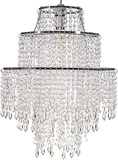 Giggi 3-Tier Clear Chandelier Light Shade | Lamp Shade for Pendant Light Ceiling Light Shade Acrylic Crystal Chandelier Easy Fit Lampshades for Ceiling Lights for Living Room Bedroom Kitchen Hallway