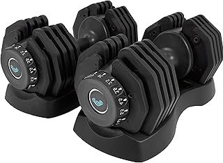 BRAINGAIN Adjustable Dumbbells Set 12.5kg / 24kg / 40kg Pair | Space Saving Adjustable Weights for Home Gym | Multiple Dumbbells in One | Smart Click Technology