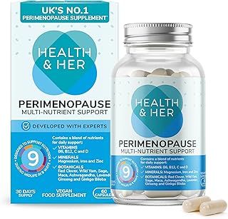 Health & Her Perimenopause Supplements for Women - Wellbeing Support for The Early Stage of Menopause - 1 Month Supply, 60 Capsules - Vegan & Gluten Free