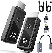 Tanbaby Wireless HDMI Transmitter and Receiver, Wireless HDMI 100FT/30M Kit, 1080P Output, 2.4G/5G Plug & Play, for TV Streaming, Meeting Streaming Video Audio Files from Laptop, PC to HDTV, Projecto