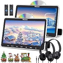 NAVISKAUTO 10.1" Dual Car DVD Players with HDMI Input, 2 Headphones, 2 Mounting Brackets, Support Sync Screen, Region Free-Ideal for Road Trip (2 Headrest DVD Players)