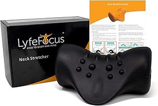 Neck Stretcher for Back & Neck Pain - Neck Support Posture Corrector with Firm Massage Nodes Specifically Designed to Relieve Muscle Tension (Black)