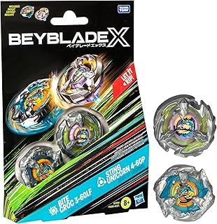 Beyblade X Bite Croc 3-60LF and Sting Unicorn 4-60P Top Dual Pack Set, Includes 2 Right-Spin Tops, Spinning Bey Toys for 8+ Year Old Kids, Attack & Balance