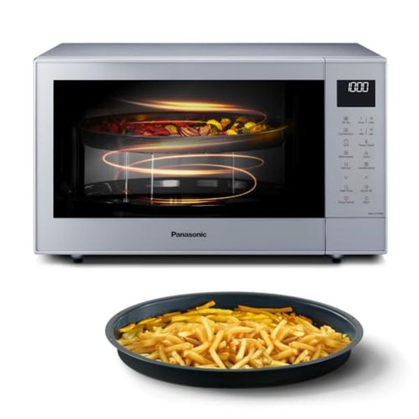 Panasonic NN-CT57RMBPQ 27L Combination Microwave Oven 4-in-1 with Air Fryer, 1000W Inverter, 1300W Grill, Convection, 19 Auto Programmes, Space-Saving Compact size, Slimline Design, Silver