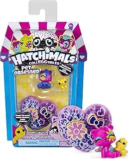 HATCHIMALS CollEGGtibles, Pet Obsessed HatchiPets 2-Pack with 2 CollEGGtibles and 2 Pets (Styles May Vary)