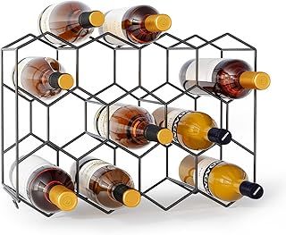 Urban Deco Countertop Wine Rack for 14 Bottles - No Assembly Required Modern Wine Bottle Holder Stand for Cabinet, Kitchen, Bar, Pantry - Wire Wine Rack Inserts (Black, 14btls)