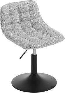 WOLTU Dressing Table Stool, Comfy Vanity Chair with Back, Height Adjustable, Swivel Dining Chair for Office, Bedroom - Chenille, Grey, BH408gr-1-UK