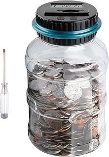 Digital Coin Bank, Jeowoqao Coin Counting Jar with LCD Display, 1.8L Large Capacity Piggy Bank Coin Counter Money Jar for UK Coins, Electronic Saving Money Box Gift for Boys Girls