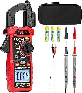 KAIWEETS Clamp Meter DC/AC current, Amp Meter Auto-ranging with D-Shaped Jaw, Clamp Multimeter Flashlight Backlight for Measuring AC DC Voltage Current Temperature Continuity Diode NCV, KC604
