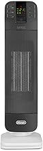 De'Longhi Bend Line, Remote controlled Ceramic Fan Heater 2kw, Digital Control Panel, Anti Frost Frunction,Oscillating base, Auto-Off, 24hr timer, For Rooms up to 60m3, HFX65V20, Black and White