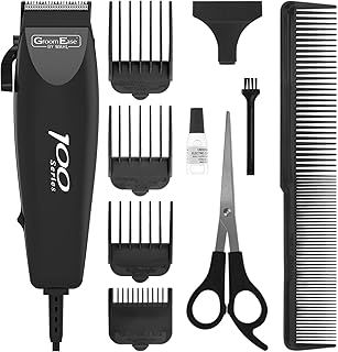 WAHL GroomEase 100 Series Clipper, Head Shaver, Hair Clippers for Men, Home Hair Cutting, Men’s Clipper Set, Male Grooming Kit, Mains Powered Clipping, Corded, Multicolor