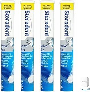 4 Packs of Active Plus Denture Cleaning Tablets 30 Tablets |Denture Cleaner | Sterilising Tablets for False Teeth | Retainer, Dentures & Teeth Cleaning Multipack Bundled for Sterident by Romantizm