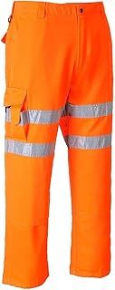 Portwest RT46 Reflective Comfortable Hi-Vis Rail Work Trouser Orange, X-Large