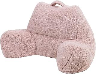 icon Teddy Bear Fluffy Fleece Cuddle Cushion, Dusk Pink, Reading Pillow, Back Support Cushion, Back Support Pillow for Bed with filling included, Ideal as a backrest for sitting up in bed