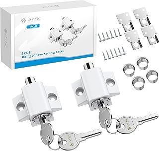 eSynic Sliding Patio Door Lock 2Pcs Professional Sliding Patio Lock Patio Door Security Lock Durable French Patio Door Lock White Sliding Window Locks Set Perfect for Home Safety